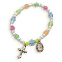 NEW Children&#39;s Neon Color Bead Rosary Bracelet - £11.51 GBP