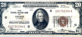 Serie Del 1929 $20 Banconota Nazionale Federal Reserve Chicago FR #1870-... - $89.18