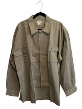 Vintage J. CREW Mens Safari Shirt Olive Green Button Up Long Sleeve Pockets XL - £20.76 GBP