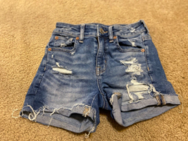 American Eagle Shorts Women&#39;s 00 Midi Super Stretch Distressed Denim - £10.93 GBP