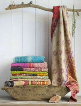 Reversible Vintage Kantha Quilts WHOLESALE LOT 15 PC Heavy Gudri Throws Blankets - £142.69 GBP