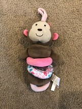 Carters Tan 12&quot; MONKEY Crib Pull RATTLE Plush RING  Just One You Baby Lovey - $13.99