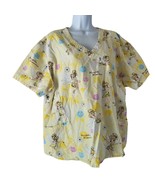 Wonderful World Of Disney Scrubs Nurse Womens 2XL Tinkerbell Yellow Medical - £15.48 GBP