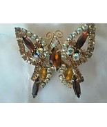 Vintage D &amp; E Juliana Aurora Borealis Rhinestone Butterfly Pin Brooch - £97.38 GBP