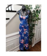 Women&#39;s Jumpsuit Medium Blue Floral Polyester Drawstring Waist Adjustabl... - $37.91 CAD