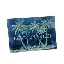 Christmas Cards Boxed Blue Glitter Palm Tree Beach Scene Luxury Holiday ... - €17,09 EUR