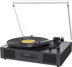 Record Player Bluetooth Turntable With Built-In Speaker, Usb Recording, Black - £56.73 GBP