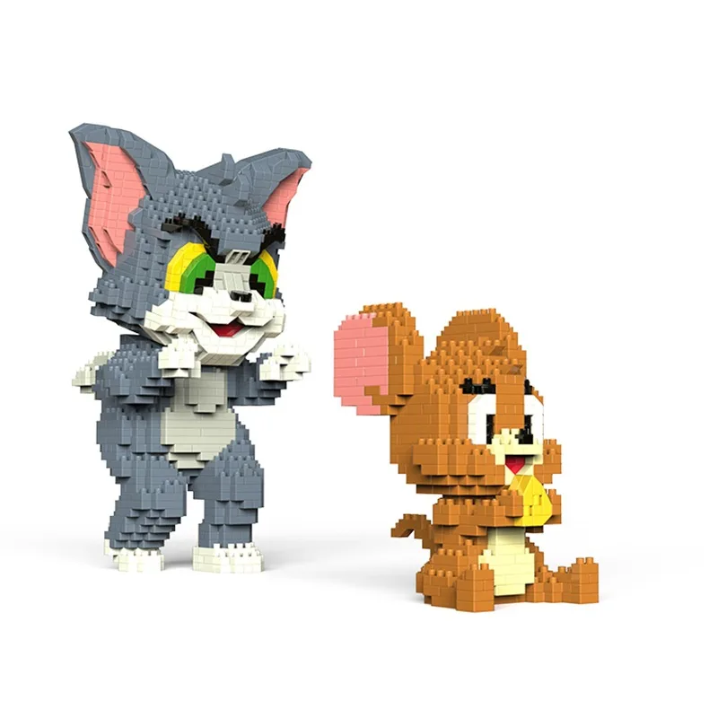 Cartoon mini blocks anime cat tom building toy mouse model brinquedos fun kids toys for thumb200