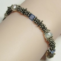 Sterling Silver Beaded Cultured Pearl Crystals Toggle Clasp Bracelet 21.... - £38.76 GBP