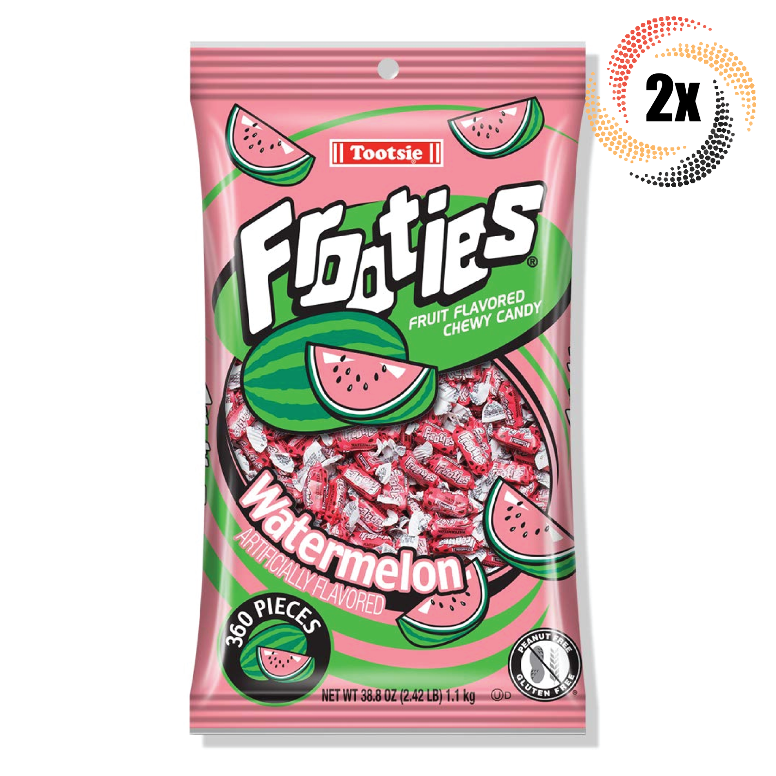 2x Bags Tootsie Frooties Watermelon Fruit Flavored Chewy Candy | 360 Pieces - $25.64