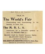Mass Life Benefit Worlds Fair 1894 Advertisement Victorian Insurance ADB... - $28.18 CAD
