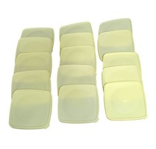 Lot of 15 Vtg 4”x4” Pale Yellow Lids for Republic Storage Containers - £11.96 GBP