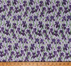Cotton Irises Purple Flowers Floral Garden Fabric Print by the Yard D782.82 - £10.35 GBP