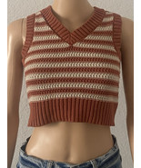 Arizona Jean Co Jr&#39;s. Orange and Beige Striped Knitted Vest XSMALL - $9.00