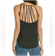 Chaser Slub Jersey Strappy Back Tank Top Scoop Neck Heathered Black Sz S... - $29.99
