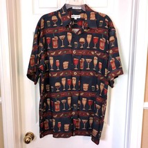 Vintage Pierre Cardin Hawaiian Shirt Men XL Cocktail Drink - $19.80