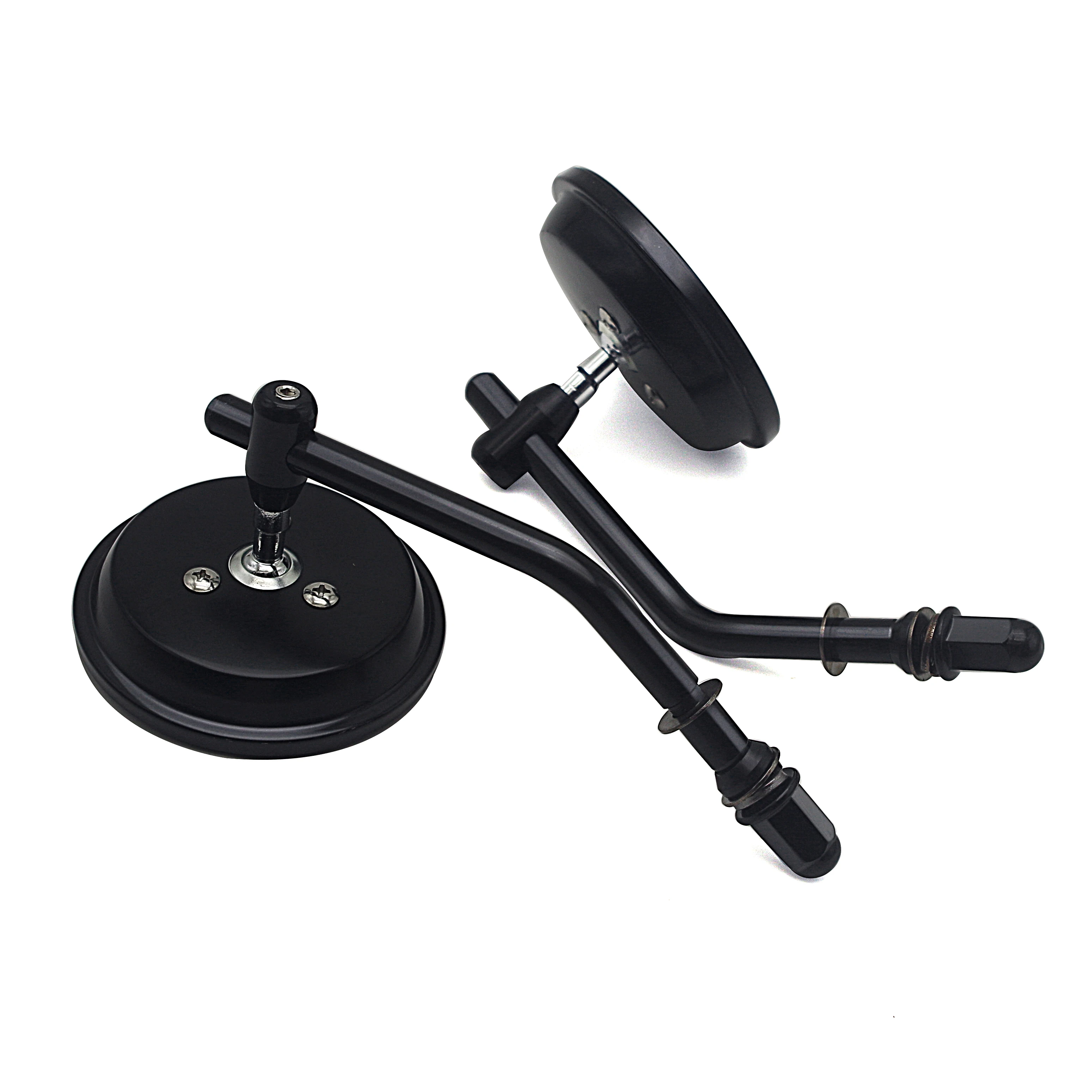 8mm Motorcycle Rearview Mirrors Black Round Cafe Racer Side Mirror 8mm For - $41.68