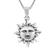 Celestial Rising Sun Face Force of Life .925 Sterling Silver Pendant Necklace - £20.82 GBP