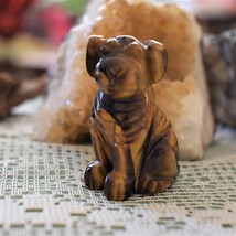 Carved Tigers Eye Dog, Hand Crafted, 2 Inches - $20.80