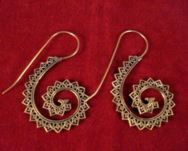 Brass Earrings Long Drop Dangle Indian Gold Ethnic Tribal Gypsy Boho New - £20.58 GBP
