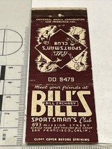 Matchbook Cover  Bill’s Sportsman’s Club  San Francisco, Calif.  gmg  Unstruck - £9.30 GBP