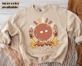 Bohemian Retro Sun Moon Stars Sweatshirt,Boho Floral Pullover, Mystical Mushroom - £34.31 GBP