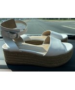 Via Spiga Womens Nemy Sandals White Leather Platform Espadrille Ankle St... - $40.43 CAD