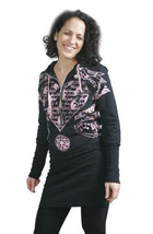 Cardboard Robot Womens Black Pink The Key to my Heart Elongated Hoodie S... - $29.24