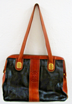 Vintage Marino Orlandi Genuine Leather Satchel Made in Italy Brown, Gold... - $127.71