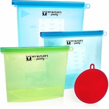Set of 3 Pantry Silicone Bags for Food Storage, Meal Preparation | Freezer Bags - £15.02 GBP