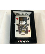 2010 Zippo Cigarette Lighter Skull W/Top Hat Playing Card Design Bradford PA - $29.95