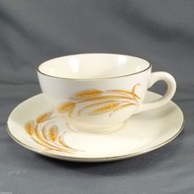 Homer Laughlin Golden Wheat  Cup and Saucer Cream with 22K Gold Trim Mid-Century - £10.26 GBP