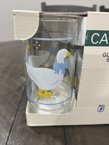 Luminarc Arc Country Goose Glasses Set of 4 Blue Ribbon Drinking Cups Tumbler Item image 3