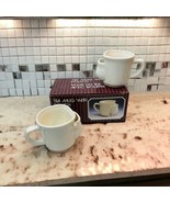 Vintage Ceramic Tea Mug With Pouch Set Of 2 Taiwan Ivory Brown Stripes I... - £19.02 GBP