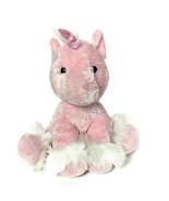 Aurora Pink White Unicorn Fantasy Plush Stuffed Animal 11.5&quot; - £18.77 GBP