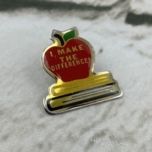 Teacher’s Lapel Pin “I Make The Difference” Apple On Books - £6.23 GBP