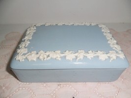 Wedgewood Blue Jasperware square trinket Compatible with Box, grapevine ... - $54.87