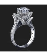3.20Ct Simulated Diamond Lotus Flower Engagement Ring 14k White Gold in ... - £216.52 GBP