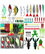 LASOCUHOO Fishing Lures Kit, Spoon Lures, Soft Plastic Worms, Frog Lures... - £12.66 GBP