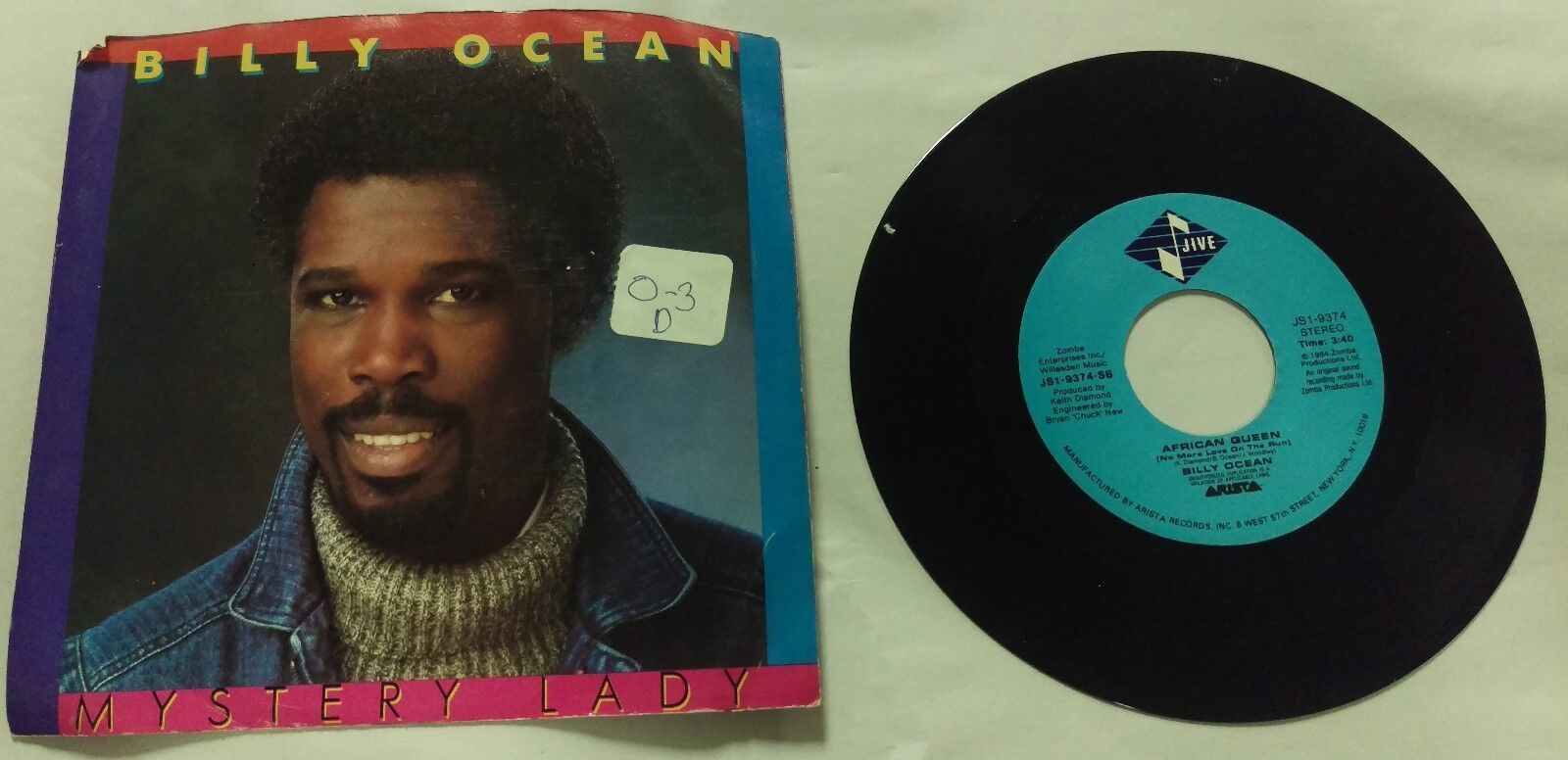 Billy Ocean - Mystery Lady - JIVE - JS1-9374 - 45RPM Vinyl Record - $4.94