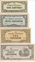 1940's THE JAPANESE GOVERNMENT BANK NOTES LOT OF 4  (1 - 5 - 10 - 50 ) C... - $14.84