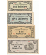 1940's THE JAPANESE GOVERNMENT BANK NOTES LOT OF 4  (1 - 5 - 10 - 50 ) C... - $14.84