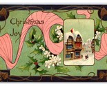 Chrismas Joy Holly Flowers Bells Gilt Embossed DB Postcard A16 - $4.90