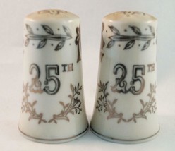 Vintage Lefton&#39;s 1957 25th Anniversary Salt &amp; Pepper Shakers Japan - £11.23 GBP