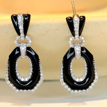 18K White Gold Black Onyx Earring - £985.42 GBP