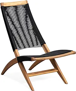 Patio Sense 63364 Lisa Modern Lounge Chair Natural Wood Finish Mid Centu... - $283.99