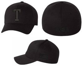 Donald Trump Hat - BLACK &quot;T&quot; Hat with backside MAGA and Side BLACK USA F... - £19.65 GBP