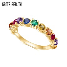 Mixed Gems Bubble Rings 14K Gold Filled Round Cut 925 Sterling Silver Wedding Ba - £42.78 GBP
