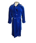 Vintage Velvet Trench Coat Double Breasted Full Length Coat Royal Blue C... - £97.49 GBP