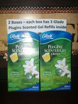 Glade FERNS &amp; BLOSSOMS Plugins Gel Scented PlugIn refills 2 boxes 3 Gels in each - £17.67 GBP